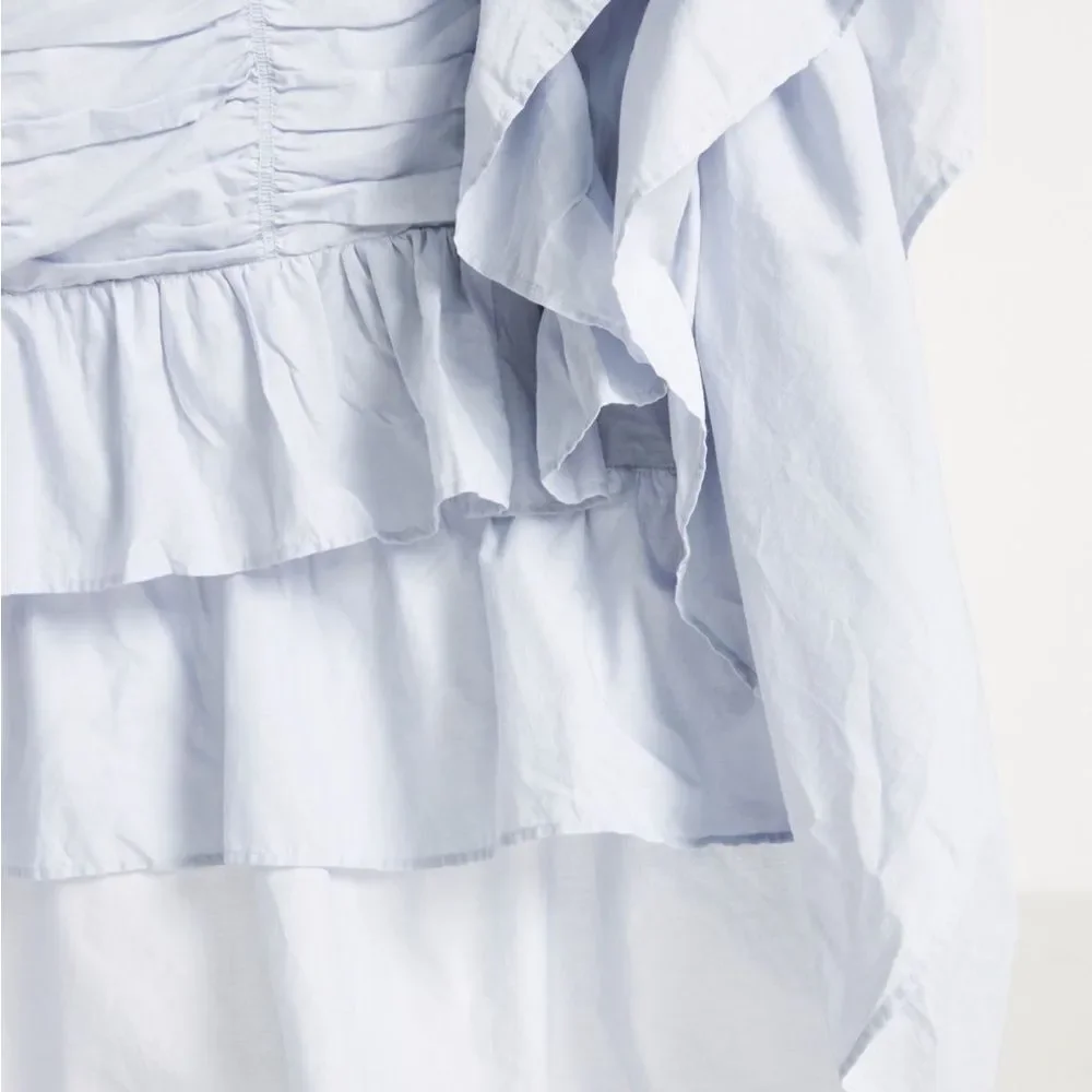 Anthropologie Shyla Ruffled Duvet Light Blue California King